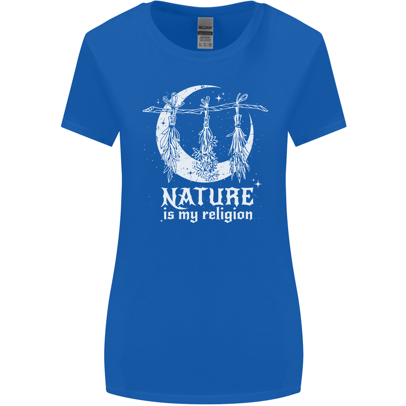 Nature Is My Religion Witch Halloween Womens Wider Cut T-Shirt Royal Blue