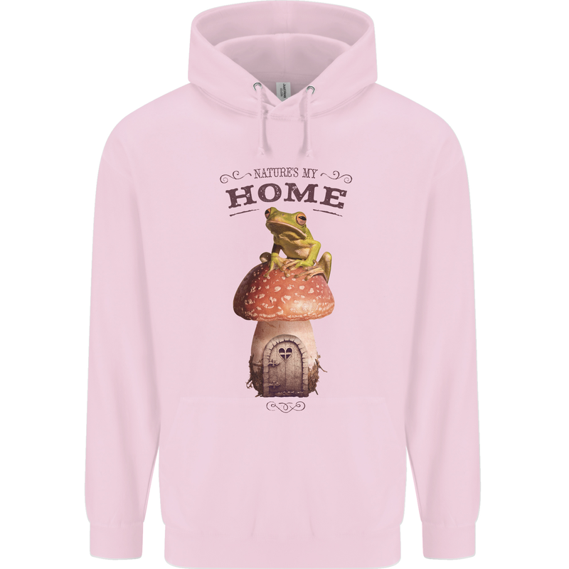 Nature My Home Mushroom Frog Childrens Kids Hoodie Light Pink
