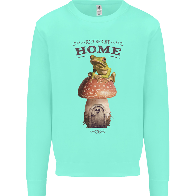 Nature My Home Mushroom Frog Kids Sweatshirt Jumper Peppermint