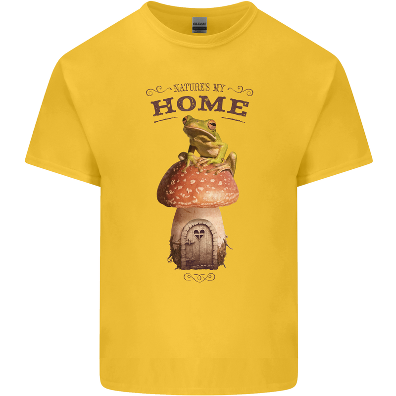 Nature My Home Mushroom Frog Kids T-Shirt Childrens Yellow