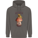 Nature My Home Mushroom Frog Mens 80% Cotton Hoodie Charcoal