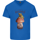 Nature My Home Mushroom Frog Mens V-Neck Cotton T-Shirt Royal Blue
