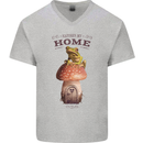 Nature My Home Mushroom Frog Mens V-Neck Cotton T-Shirt Sports Grey