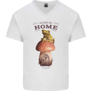 Nature My Home Mushroom Frog Mens V-Neck Cotton T-Shirt White