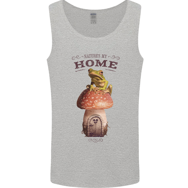 Nature My Home Mushroom Frog Mens Vest Tank Top Sports Grey