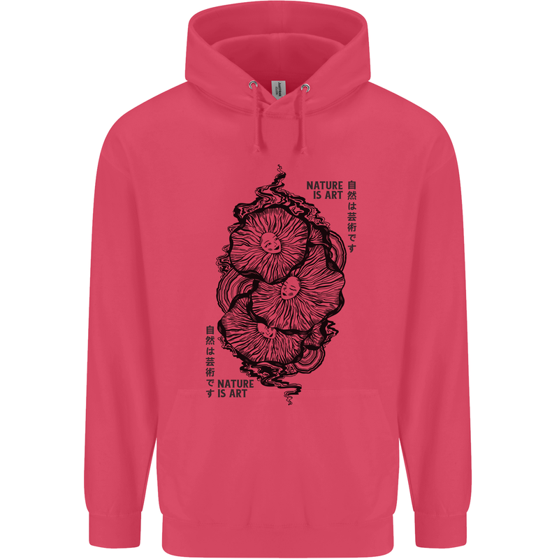 Nature is Art Mushroom Fungi Mycology Childrens Kids Hoodie Heliconia