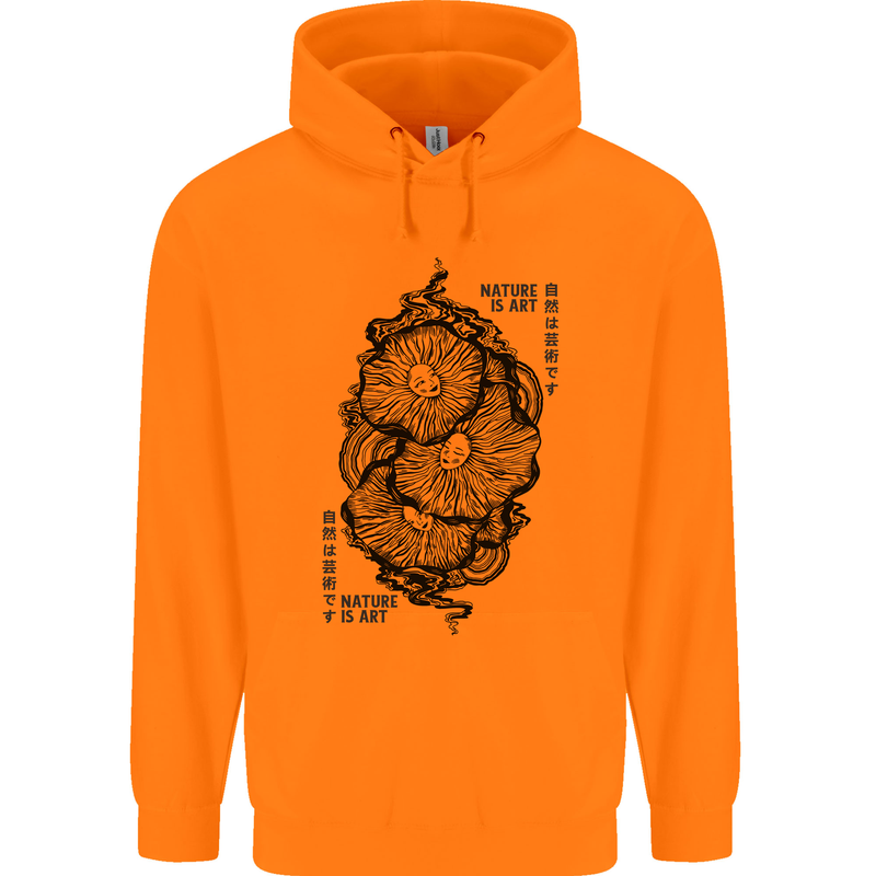 Nature is Art Mushroom Fungi Mycology Childrens Kids Hoodie Orange