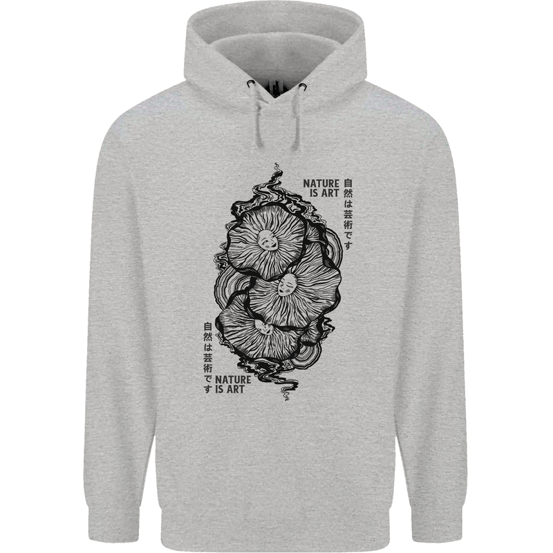 Nature is Art Mushroom Fungi Mycology Mens 80% Cotton Hoodie Sports Grey