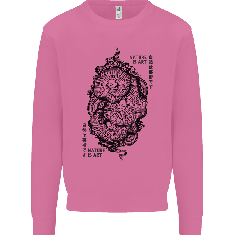 Nature is Art Mushroom Fungi Mycology Mens Sweatshirt Jumper Azalea
