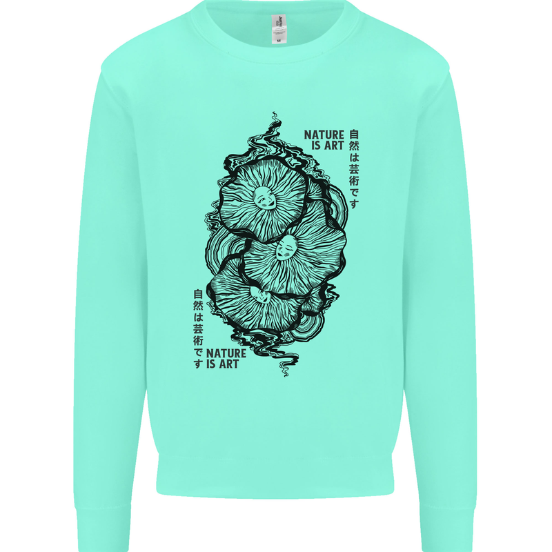 Nature is Art Mushroom Fungi Mycology Mens Sweatshirt Jumper Peppermint