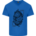 Nature is Art Mushroom Fungi Mycology Mens V-Neck Cotton T-Shirt Royal Blue