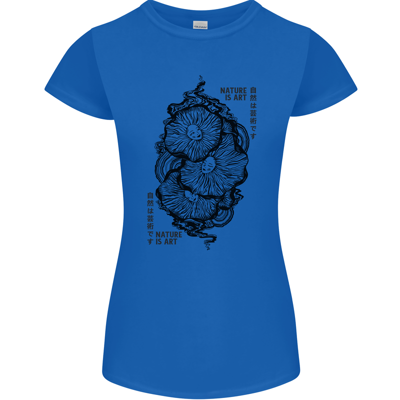 Nature is Art Mushroom Fungi Mycology Womens Petite Cut T-Shirt Royal Blue