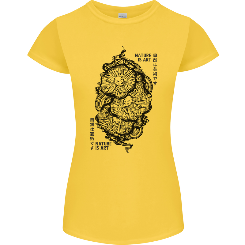 Nature is Art Mushroom Fungi Mycology Womens Petite Cut T-Shirt Yellow
