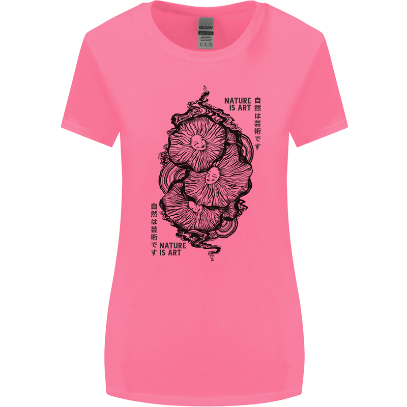 Nature is Art Mushroom Fungi Mycology Womens Wider Cut T-Shirt Azalea