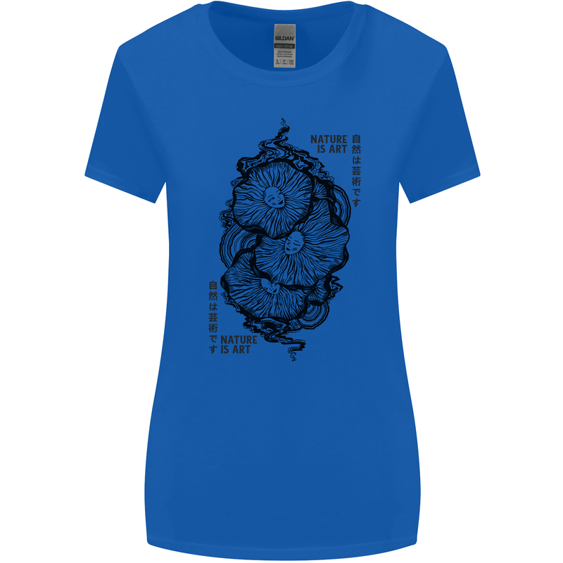 Nature is Art Mushroom Fungi Mycology Womens Wider Cut T-Shirt Royal Blue