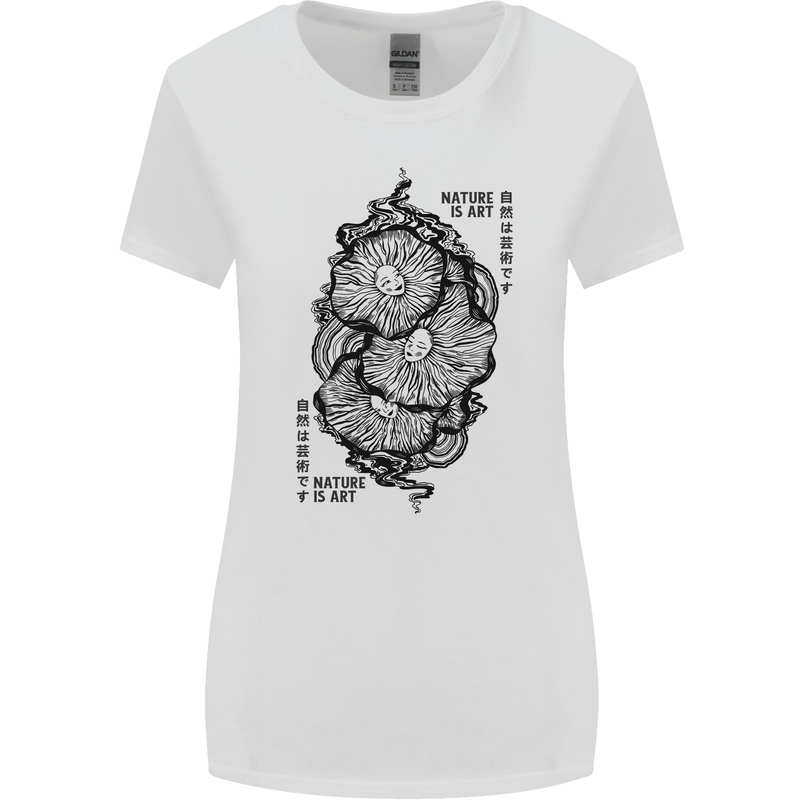 Nature is Art Mushroom Fungi Mycology Womens Wider Cut T-Shirt White