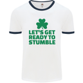 Get Ready to Stumble St. Patrick's Day Mens White Ringer T-Shirt White/Navy Blue