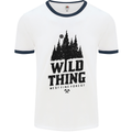 Hiking Wild Thing Camping Rambling Outdoors Mens White Ringer T-Shirt White/Navy Blue