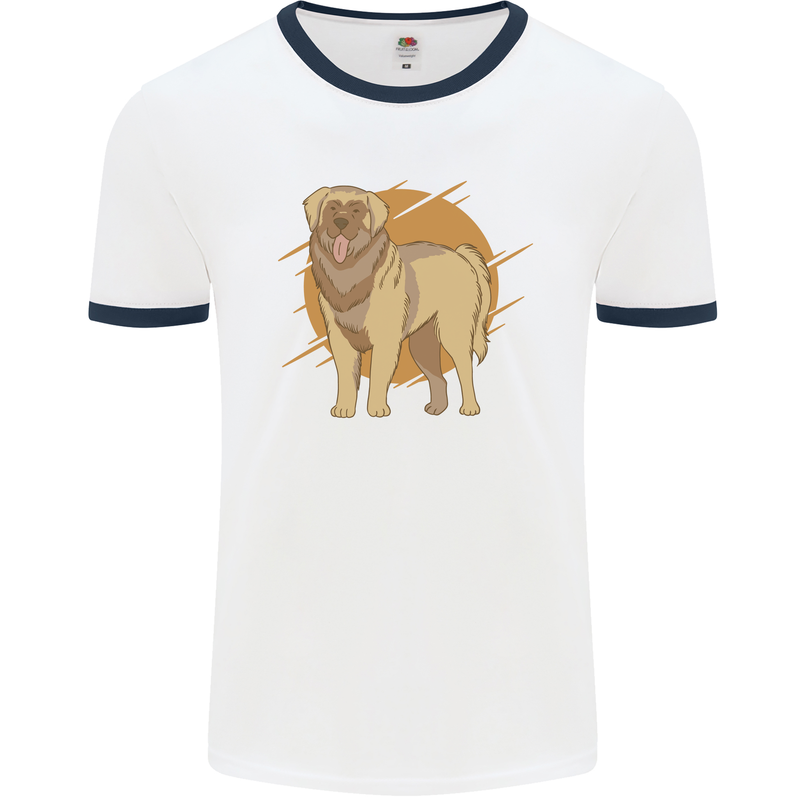 A Leonberger Dog Mens Ringer T-Shirt White/Navy Blue