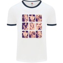 Marilyn Collage Celebrity Fashion Mens White Ringer T-Shirt White/Navy Blue
