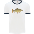 A Carp Fish Fishing Fisherman Mens White Ringer T-Shirt White/Navy Blue