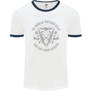 El Diablo Motorcycle Motorbike Biker Mens White Ringer T-Shirt White/Navy Blue
