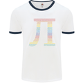 Rainbow Pie Day Maths Mathematics LGBT Mens White Ringer T-Shirt White/Navy Blue