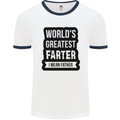 Fathers Day Farter Funny Flatulence Farting Mens White Ringer T-Shirt White/Navy Blue