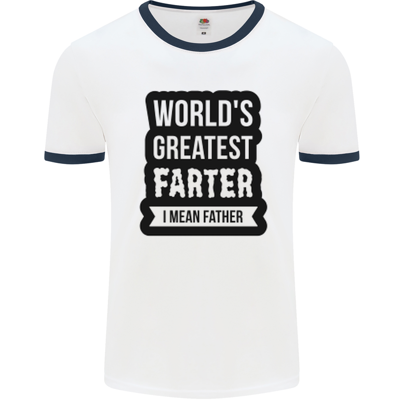 Fathers Day Farter Funny Flatulence Farting Mens White Ringer T-Shirt White/Navy Blue