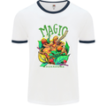 Magic Mushrooms Drugs LSD Acid Trip Mens White Ringer T-Shirt White/Navy Blue