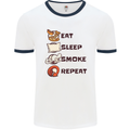 Eat Sleep Smoke Weed Repeat Drugs Cannabis Mens White Ringer T-Shirt White/Navy Blue