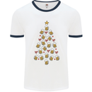 Beer Christmas Tree Mens White Ringer T-Shirt White/Navy Blue