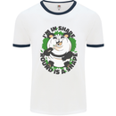Panda Bear Funny Overweight Fat Humour Mens White Ringer T-Shirt White/Navy Blue