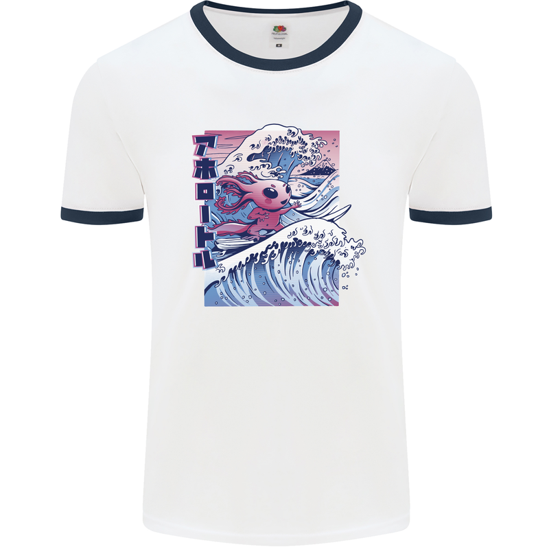 Surfing Axoloti Surfer Mens Ringer T-Shirt White/Navy Blue