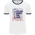 Its All About the Coal Funny BBQ Grill Mens White Ringer T-Shirt White/Navy Blue