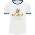 Skuncle Uncle That Smokes Weed Funny Drugs Mens White Ringer T-Shirt White/Navy Blue