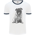 A Happy Pug Funny Dog Funny Mens White Ringer T-Shirt White/Navy Blue