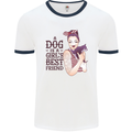 A Dog Is a Girl's Best Friend Chihuahua Mens White Ringer T-Shirt White/Navy Blue