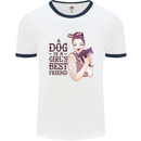 A Dog Is a Girl's Best Friend Chihuahua Mens White Ringer T-Shirt White/Navy Blue