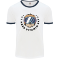 Vitamin Ski Funny Skiing Sloth Mens Ringer T-Shirt White/Navy Blue