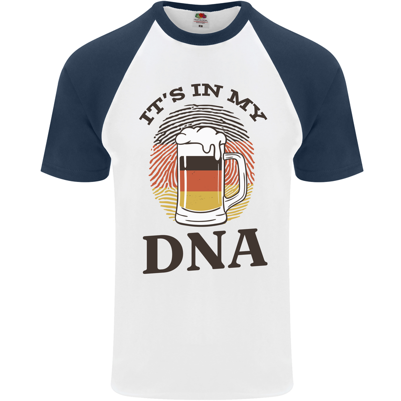 German Beer It's in My DNA Funny Germany Mens S/S Baseball T-Shirt White/Navy Blue