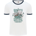 Skilful Sailor Kraken Sailing Octopus Mens White Ringer T-Shirt White/Navy Blue