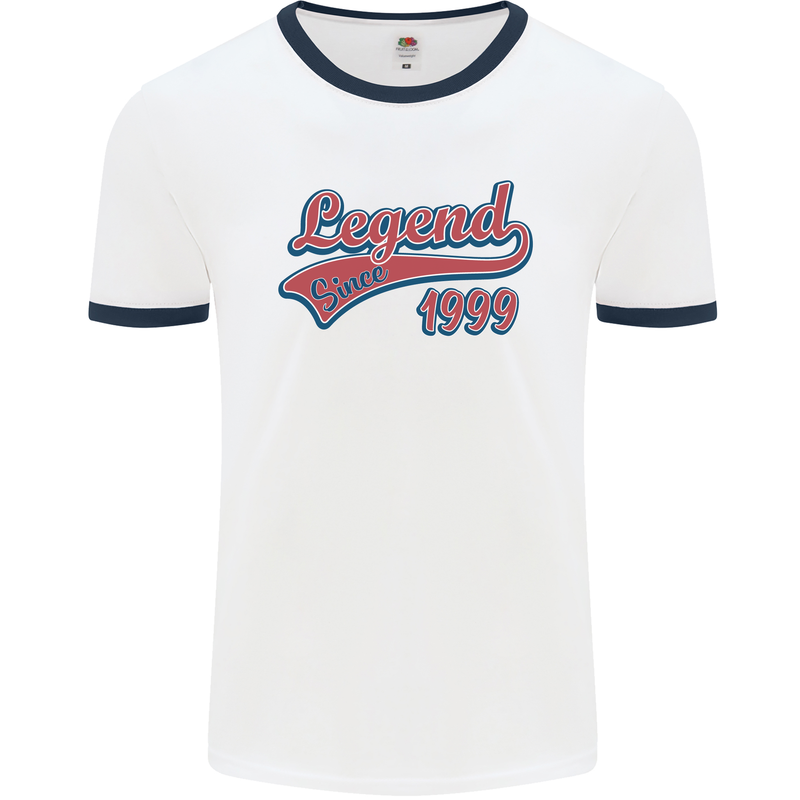 Legend Since 24th Birthday 1999 Mens Ringer T-Shirt White/Navy Blue