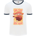 Stay Trippy Little Hippy Magic Mushroom LSD Mens White Ringer T-Shirt White/Navy Blue