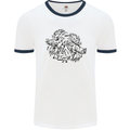 Vikings Valknut Symbol With Ravens Mens White Ringer T-Shirt White/Navy Blue