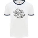 Vikings Valknut Symbol With Ravens Mens White Ringer T-Shirt White/Navy Blue