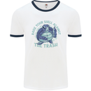 Offensive Turtle Environment Climate Change Mens Ringer T-Shirt White/Navy Blue