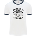 45th Wedding Anniversary 45 Year Funny Wife Mens Ringer T-Shirt White/Navy Blue