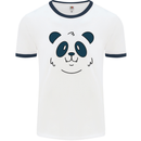A Cute Panda Bear Face Mens Ringer T-Shirt White/Navy Blue