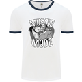 Gym Muscle Mode Bodybuilding Weightlifting Mens White Ringer T-Shirt White/Navy Blue